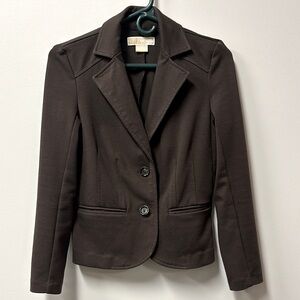 MICHAEL KORS Women Slim Stretch Ponte Knit Fitted Blazer | Brown | Size P